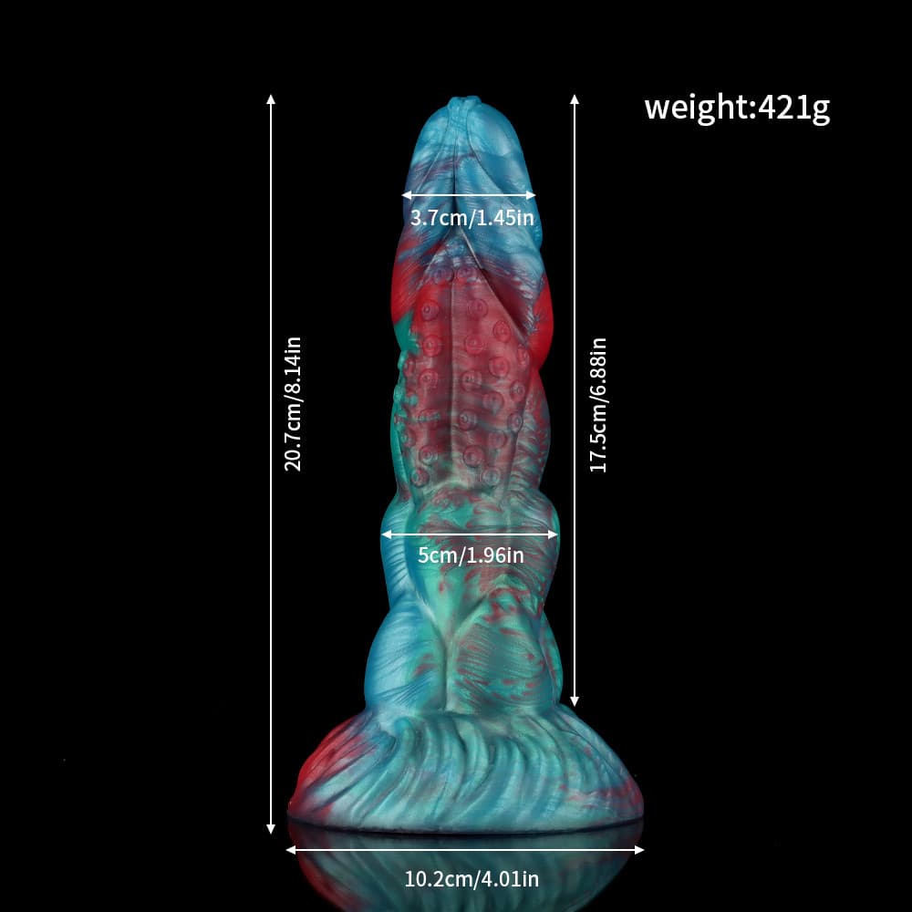 Space Bugs Gradient Blue Green Fantasy Knot Dildo