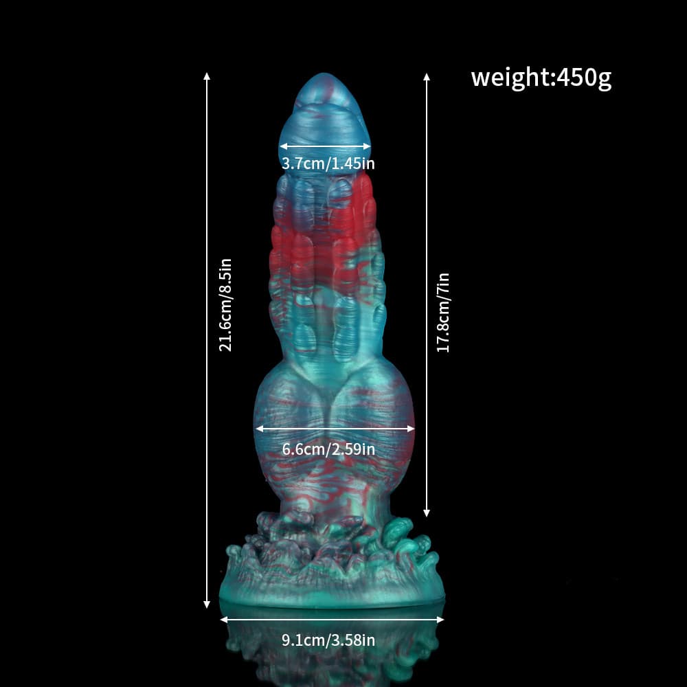 Dog Gradient Blue Green Fantasy Knot Dildo