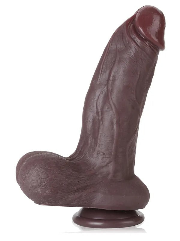 Max 8.3" x 2.2" Black Suction Cup Girthy Dildo With Moving Balls
