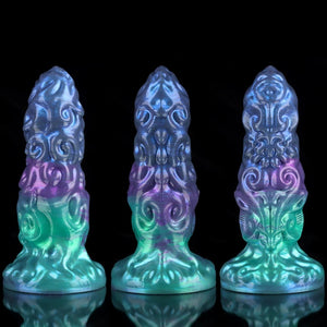 Bad Dragon Aries Gradient Blue Green Purple Fantasy Dildo with intricate design and vibrant colors