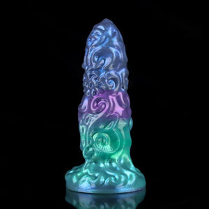 Bad Dragon Aries Gradient Blue Green Purple Fantasy Dildo with intricate designs and smooth finish