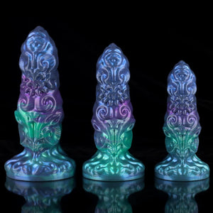 Bad Dragon Aries Gradient Blue Green Purple Fantasy Dildo Set with Intricate Textures