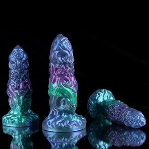Bad Dragon Aries Gradient Blue Green Purple Fantasy Dildo with intricate details and elegant design