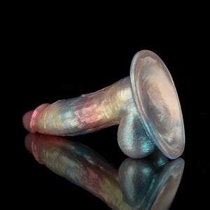 Gentleman Rainbow Fantasy Dildo in iridescent colors with a smooth texture and wide base