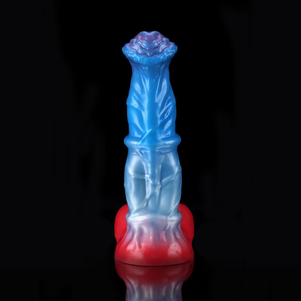 Graemen White Colt Blue Red Fantasy Knot Dildo with textured design for enhanced pleasure