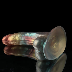 Knot Dildo Bent Gentleman Rainbow Fantasy Dildo with a unique iridescent finish and suction base