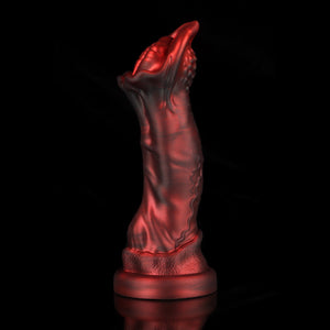 Cannibal Crimson Fantasy Knot Dildo by Knot Dildo, designed in red with a unique textured finish
