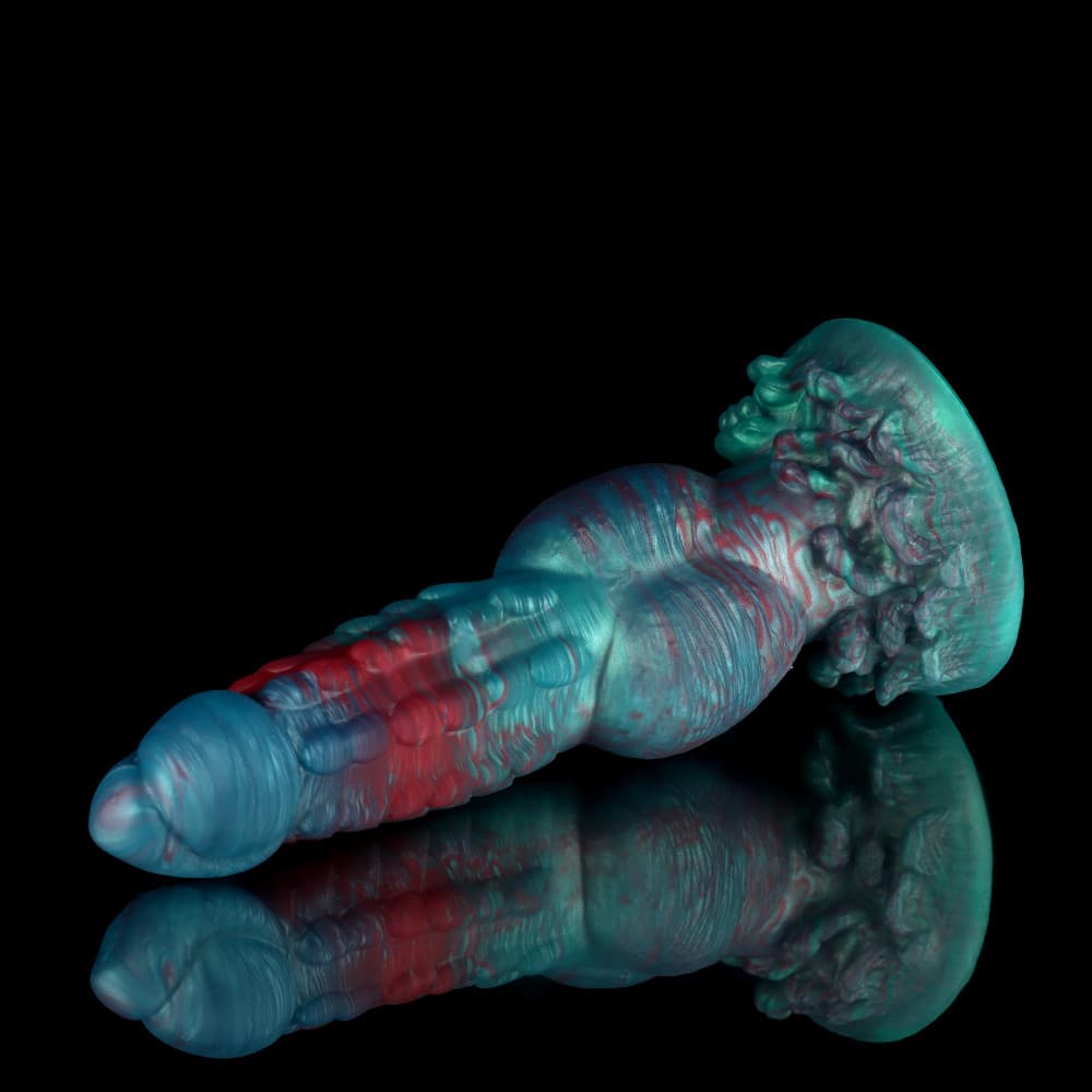 Dog Gradient Blue Green Fantasy Knot Dildo by Knot Dildo with detailed texture and vibrant colors