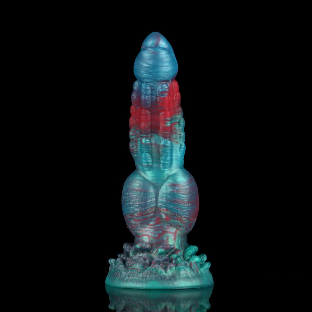 Dog Gradient Blue Green Fantasy Knot Dildo by Knot Dildo with unique color blend and intricate design