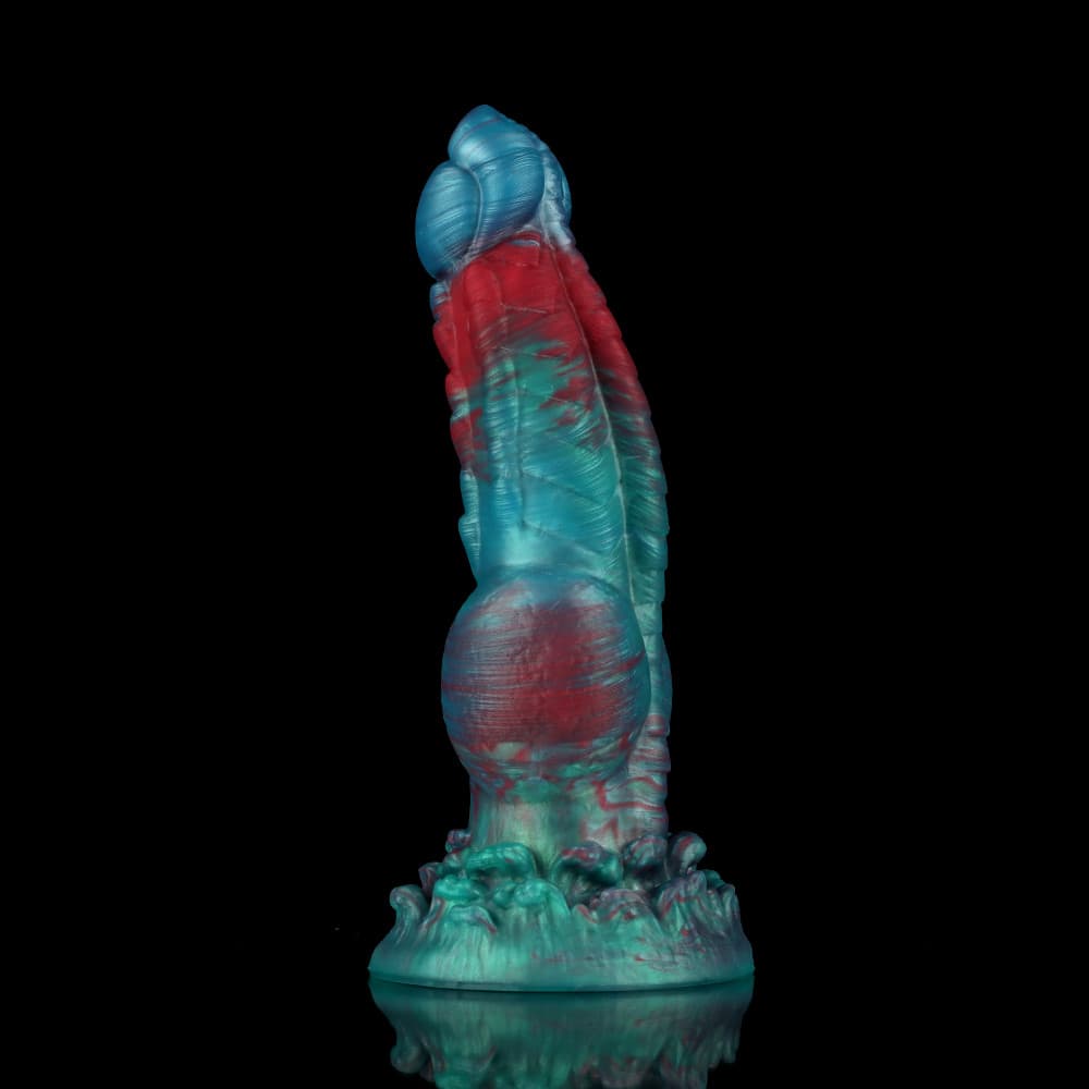 Dog Gradient Blue Green Fantasy Knot Dildo by Knot Dildo with a textured design and vibrant colors