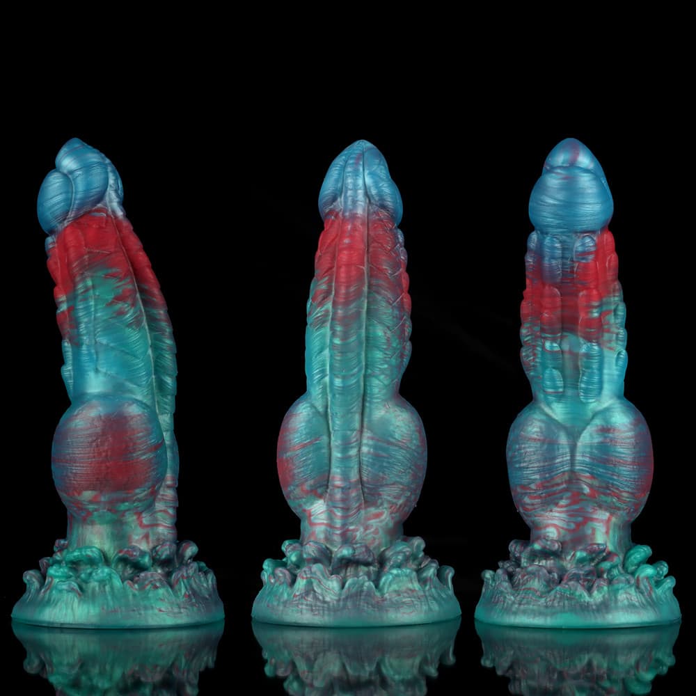 Dog Gradient Blue Green Fantasy Knot Dildo by Knot Dildo showcasing a unique and colorful design