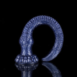 Knot Dildo Eel Blue Oversized Tentacle Anal Plug with intricate details and curved design