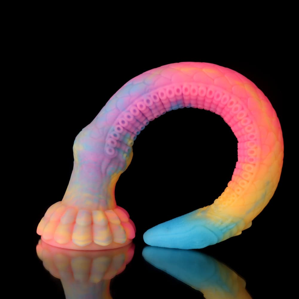 Knot Dildo Eel Blue Yellow Purple Luminous Tentacle Dildo in a vibrant glowing design