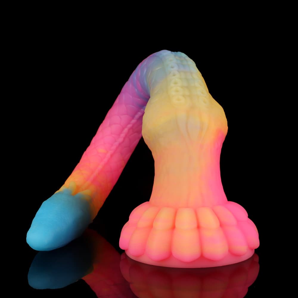 Knot Dildo Eel Blue Yellow Purple Luminous Tentacle Dildo with textured surface for enhanced pleasure