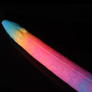 Knot Dildo Eel Blue Yellow Purple Luminous Tentacle Dildo with vibrant color transitions and a textured design