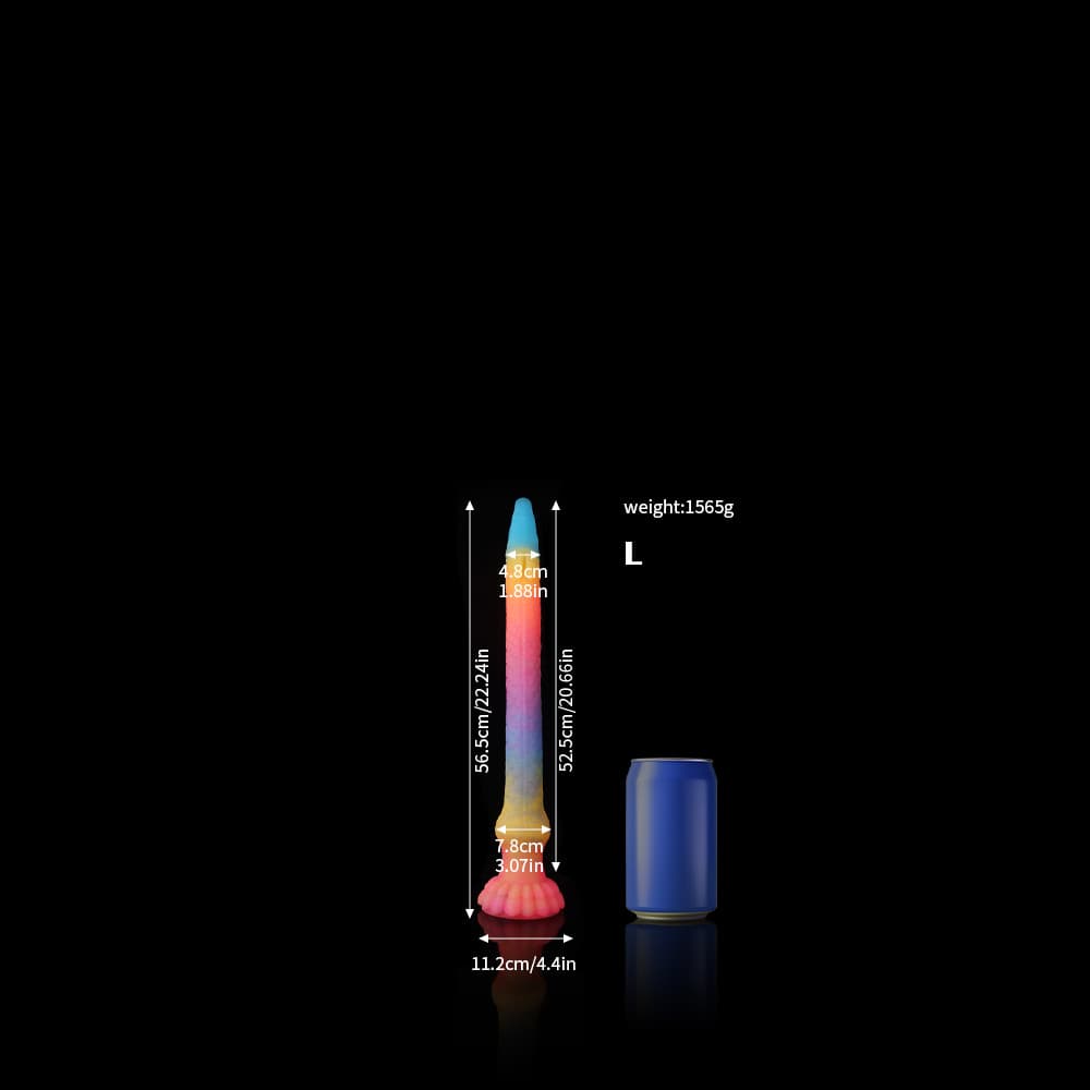 Knot Dildo Eel Blue Yellow Purple Luminous Tentacle Dildo with detailed dimensions and weight