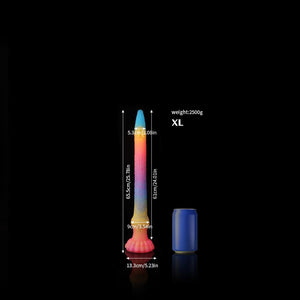 Knot Dildo Eel Blue Yellow Purple Luminous Tentacle Dildo with detailed dimensions for optimal use