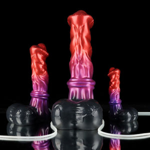 Knot Dildo Lords Red Purple Black Squirting Knot Dildo trio with realistic texture and vibrant colors