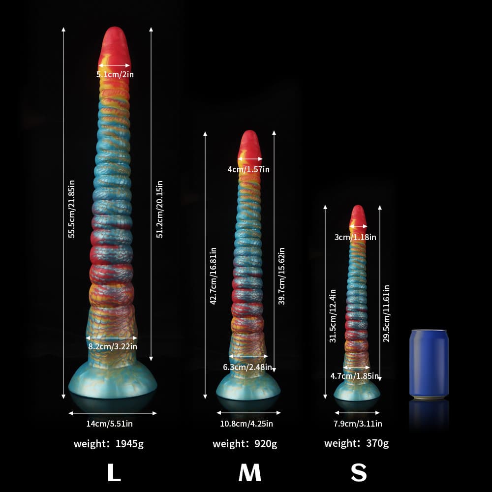 Knot Dildo Octopus Rainbow Tentacle Dildo for Fantasy Play in three sizes with detailed measurements