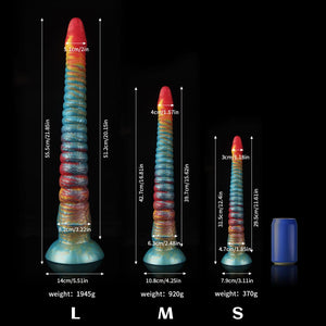 Knot Dildo Octopus Rainbow Tentacle Dildo for Fantasy Play in three sizes with detailed measurements