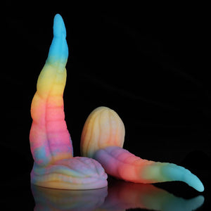 Knot Dildo Octopus Tail Blue Yellow Purple Dildo with a unique colorful design for enhanced pleasure