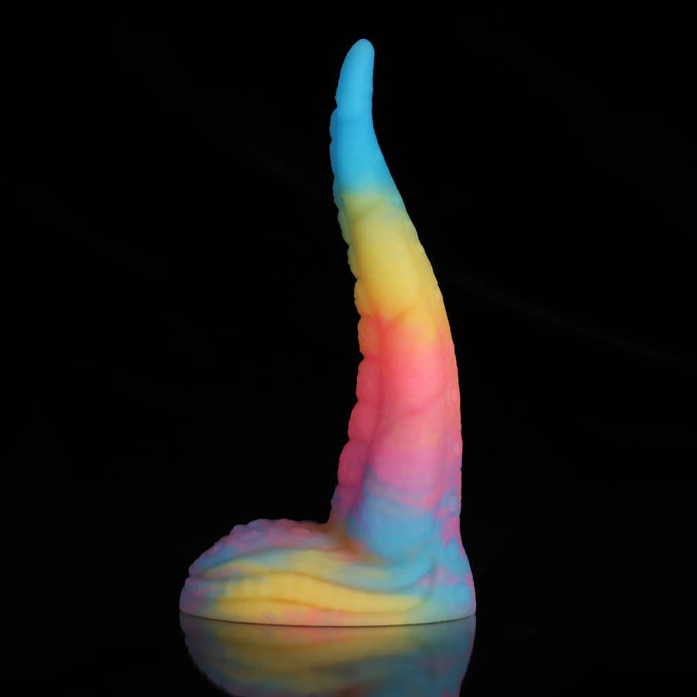 Knot Dildo Octopus Tail Blue Yellow Purple Dildo with a vibrant, multi-colored design and a unique shape