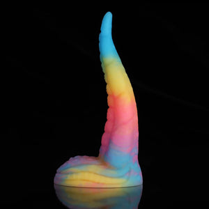 Knot Dildo Octopus Tail Blue Yellow Purple Dildo with a vibrant, multi-colored design and a unique shape