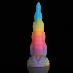 Knot Dildo Octopus Tail Blue Yellow Purple Dildo with vibrant multicolor design for unique experiences