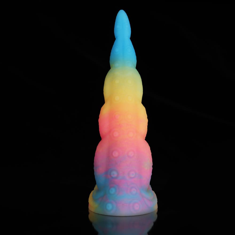 Knot Dildo Octopus Tail Blue Yellow Purple Dildo in vibrant colors with detailed textures and curves