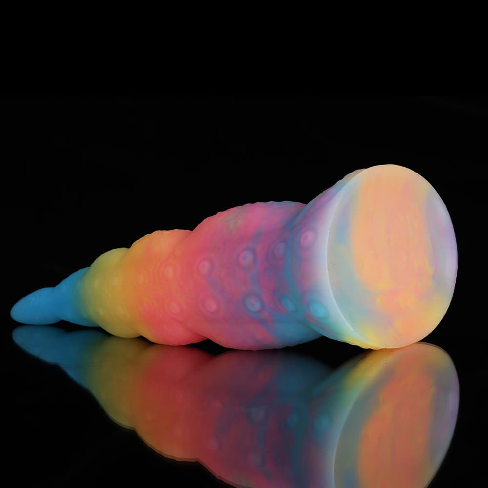 Knot Dildo Octopus Tail Blue Yellow Purple Dildo with textured design for enhanced pleasure