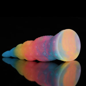 Knot Dildo Octopus Tail Blue Yellow Purple Dildo with textured design for enhanced pleasure