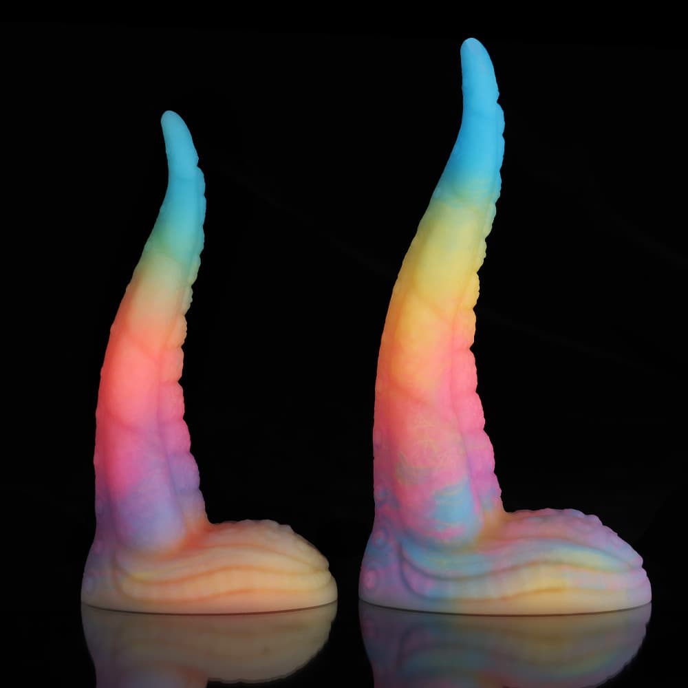 Knot Dildo Octopus Tail Blue Yellow Purple Dildo with a colorful gradient design