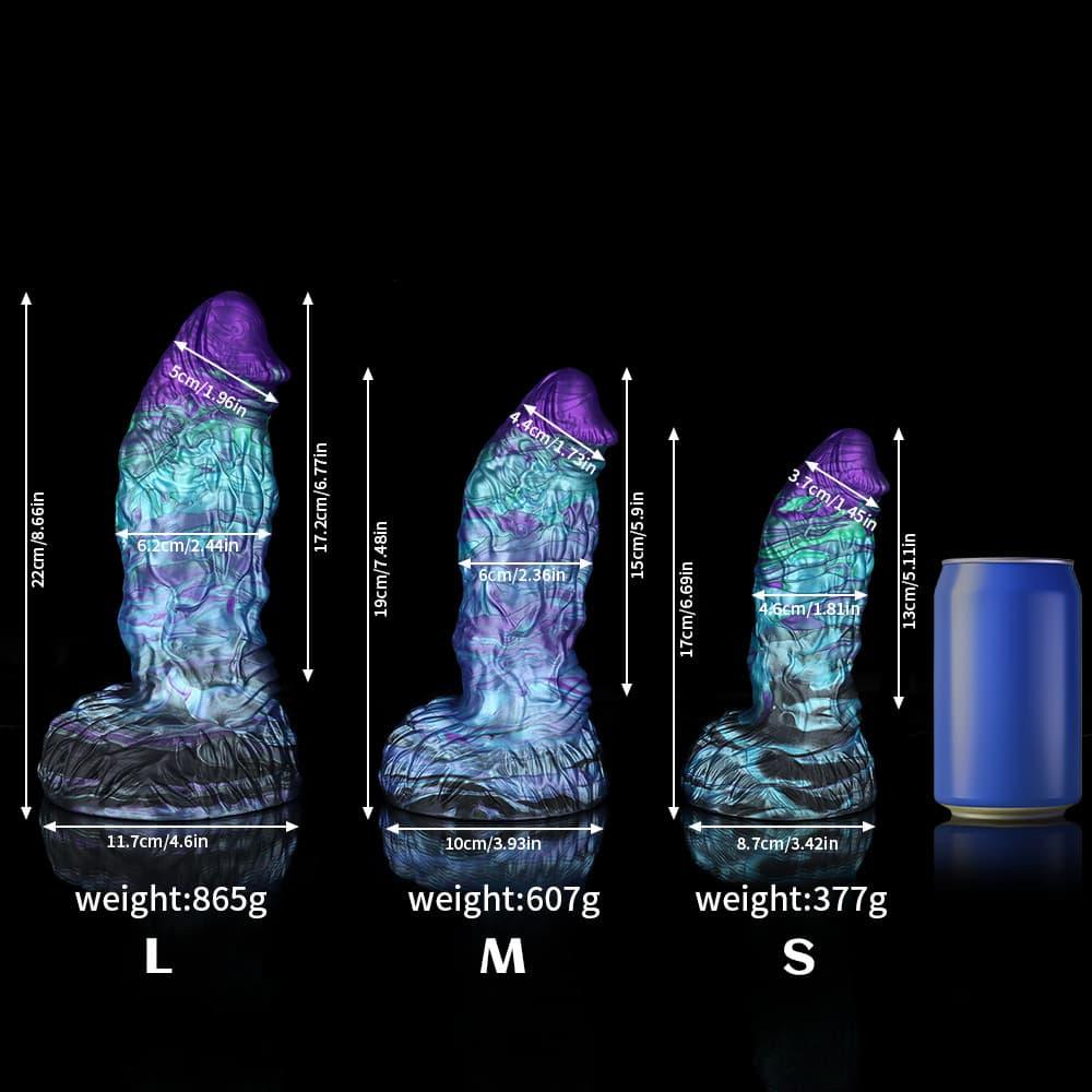 Knot Dildo Pangolin Blue Purple Horse Dildo - Bold Pleasure with three size options and measurements
