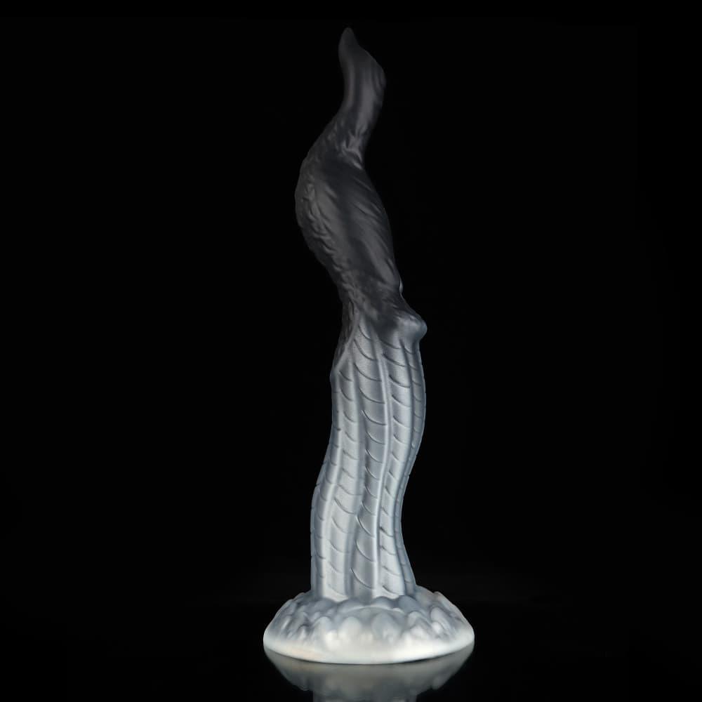 Peacock Black White Animal Monster Knot Dildo by Knot Dildo with a unique artistic design and textured finish
