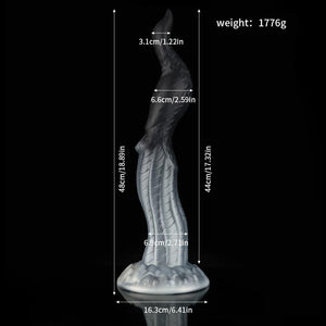 Peacock Black White Animal Monster Knot Dildo by Knot Dildo with unique design and dimensions 48cm tall
