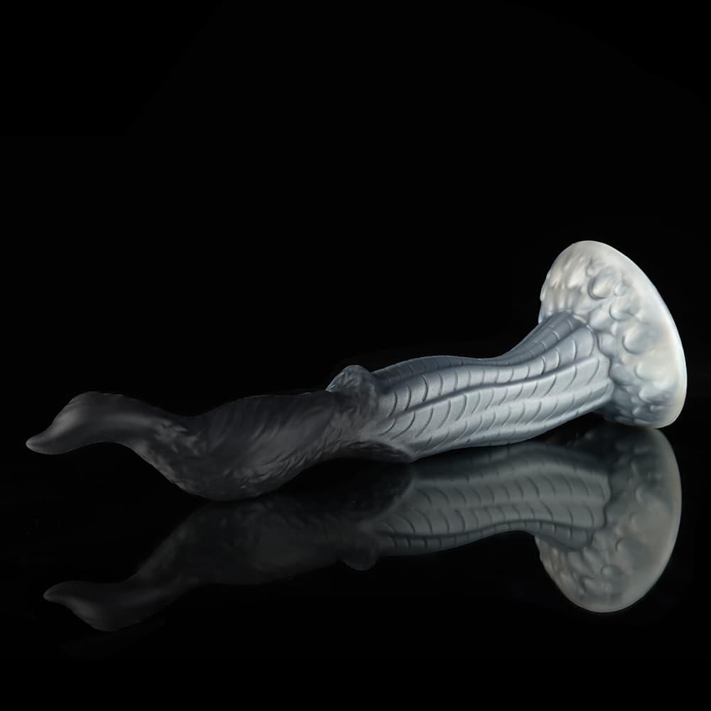Peacock Black White Animal Monster Knot Dildo by Knot Dildo with a unique design and textured surface