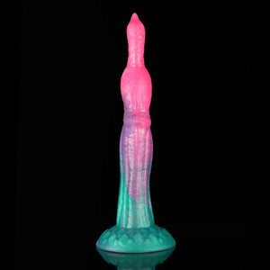 Knot Dildo Peacock Pink Green Animal Monster Knot Dildo in a unique design with a textured surface
