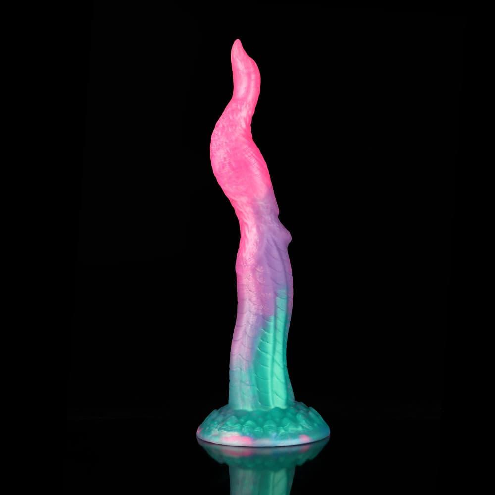 Knot Dildo Peacock Pink Green Animal Monster Knot Dildo with a unique design and vibrant colors