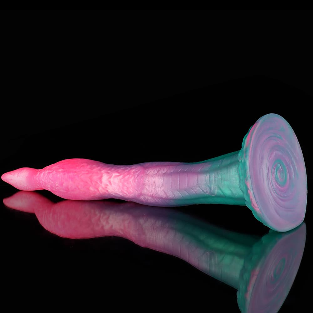 Knot Dildo Peacock Pink Green Animal Monster Knot Dildo with elegant design and swirled colors