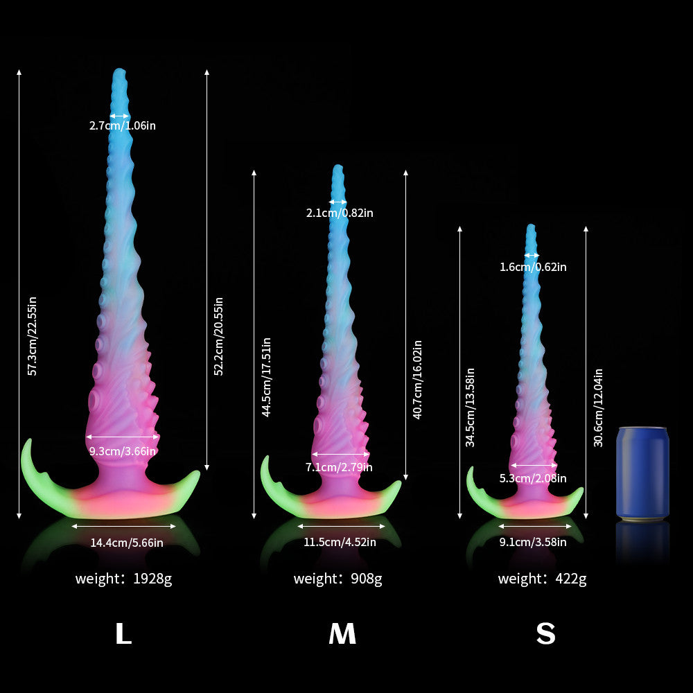 Knot Dildo Sailing Octopus Hand Blue Pink Purple Tentacle Dildo with dimension and weight details