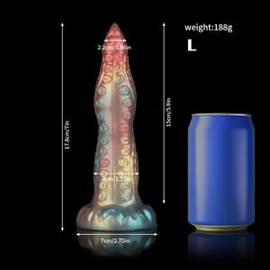 Knot Dildo Small Octopus Rainbow Gradient Tentacle Dildo with intricate tentacle design and vibrant colors