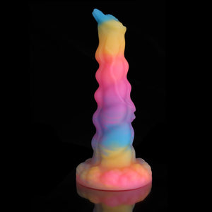 Knot Dildo Sphinx Blue Yellow Purple Fantasy Knot Dildo-Glow In The Dark with vibrant colors and textured design