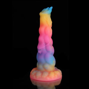 Knot Dildo Sphinx Blue Yellow Purple Fantasy Knot Dildo-Glow In The Dark with textured design and base
