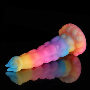Knot Dildo Sphinx Blue Yellow Purple Fantasy Knot Dildo-Glow In The Dark with a vibrant, colorful design