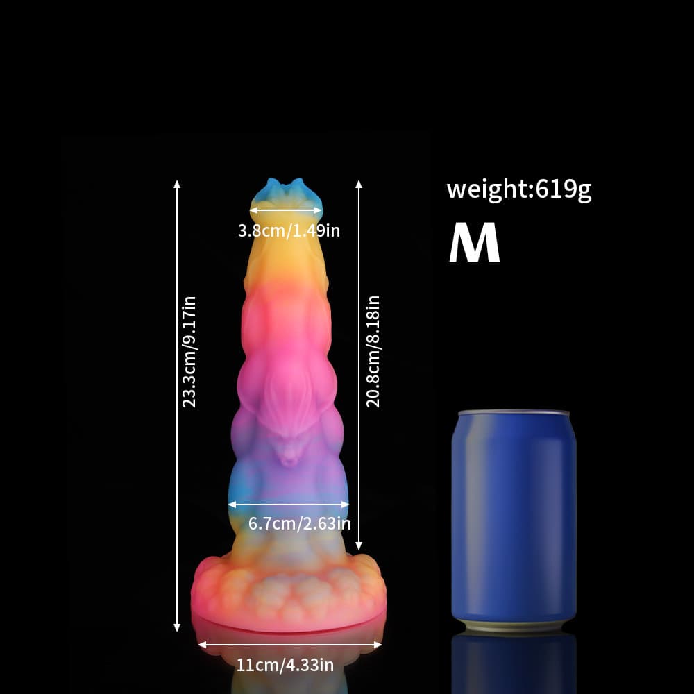 Knot Dildo Sphinx Blue Yellow Purple Fantasy Knot Dildo-Glow In The Dark with colorful gradient design