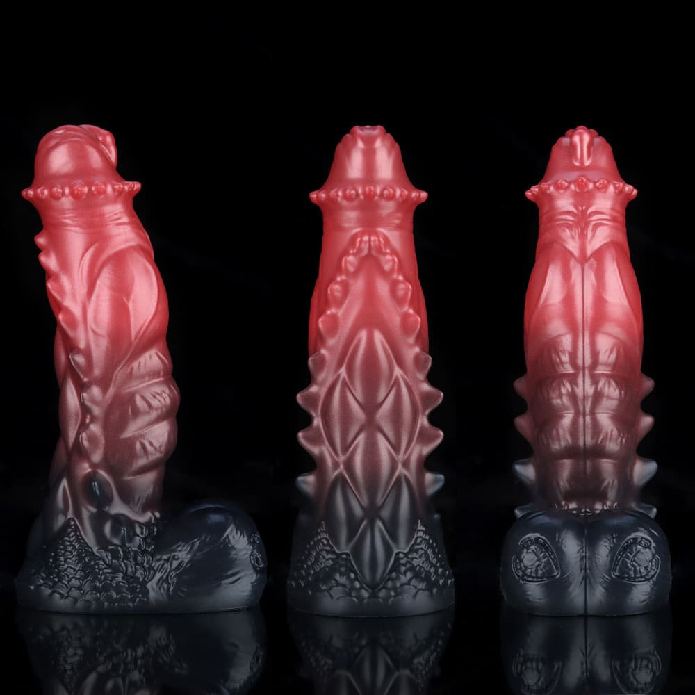 Spiny Orange Black Fantasy Knot Dildo by Knot Dildo showcasing intricate design and unique colors
