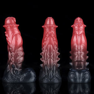 Spiny Orange Black Fantasy Knot Dildo by Knot Dildo showcasing intricate design and unique colors