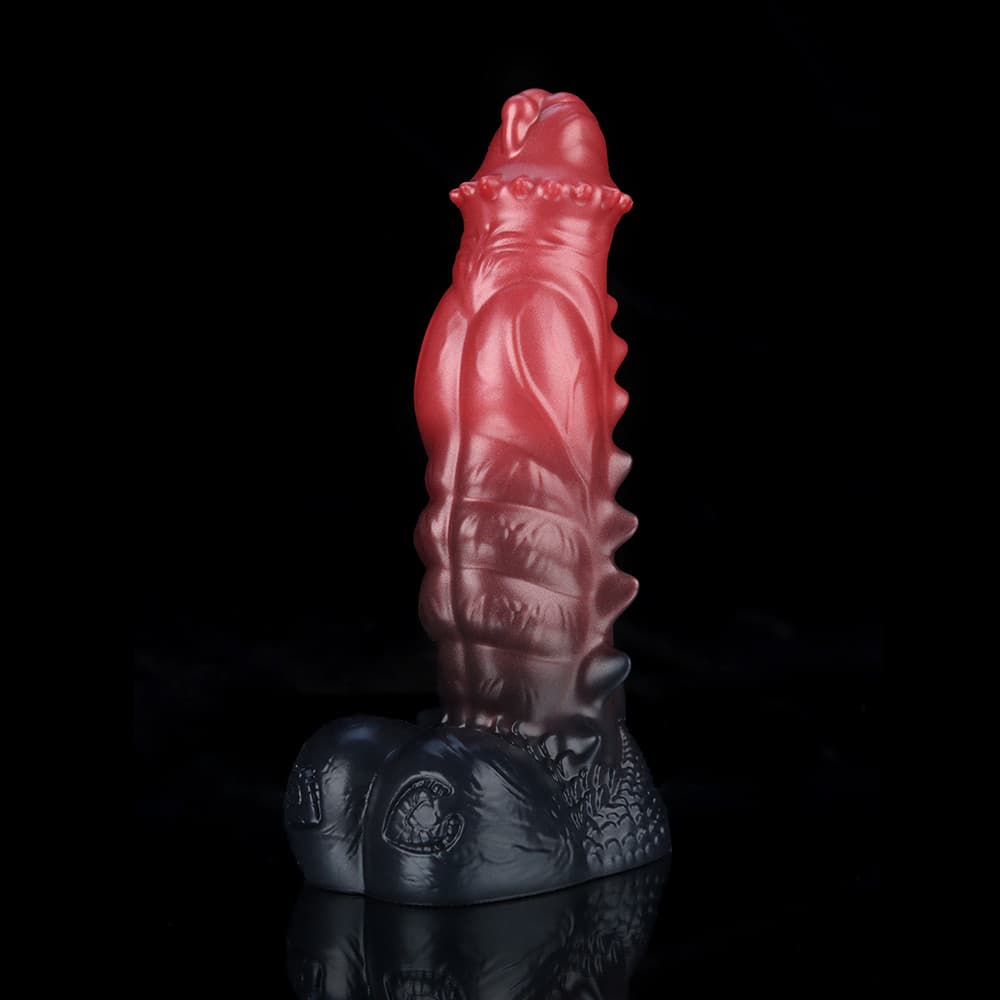 Spiny Orange Black Fantasy Knot Dildo by Knot Dildo with textured detailing and tapered design for ultimate pleasure