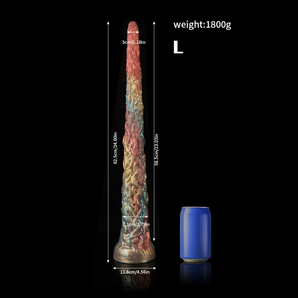 Knot Dildo Vine Rainbow Tentacle Dildo - Anal Plug in large size, showcasing vibrant colors and unique texture