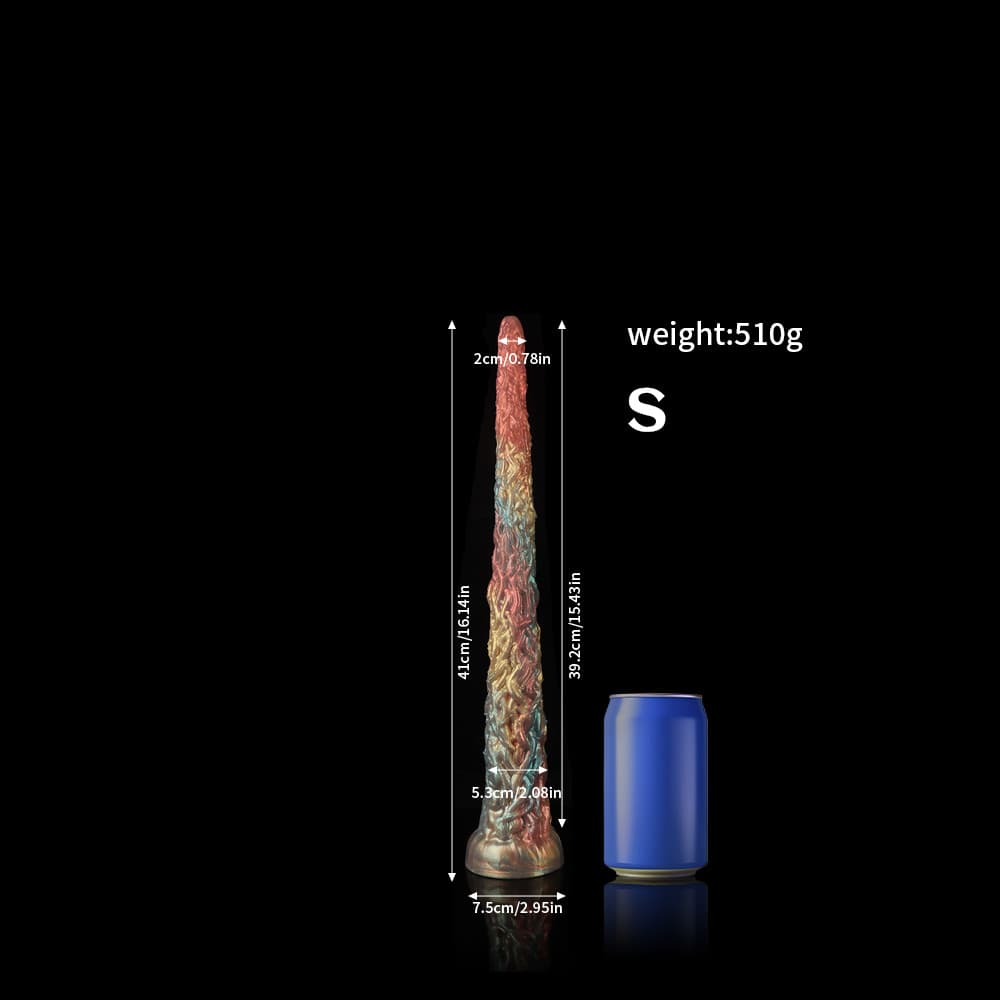 Knot Dildo Vine Rainbow Tentacle Dildo - Anal Plug with detailed measurements and vibrant colors